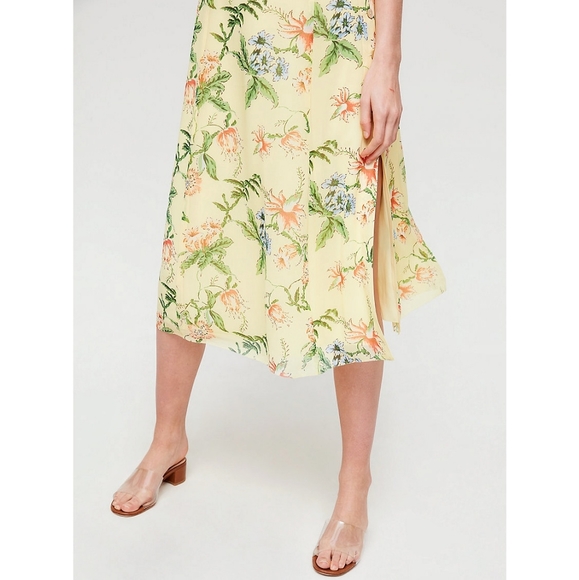 Aritzia Wilfred Destination Square Neck Hawaii Floral Midi Slip Dress - Picture 11 of 16